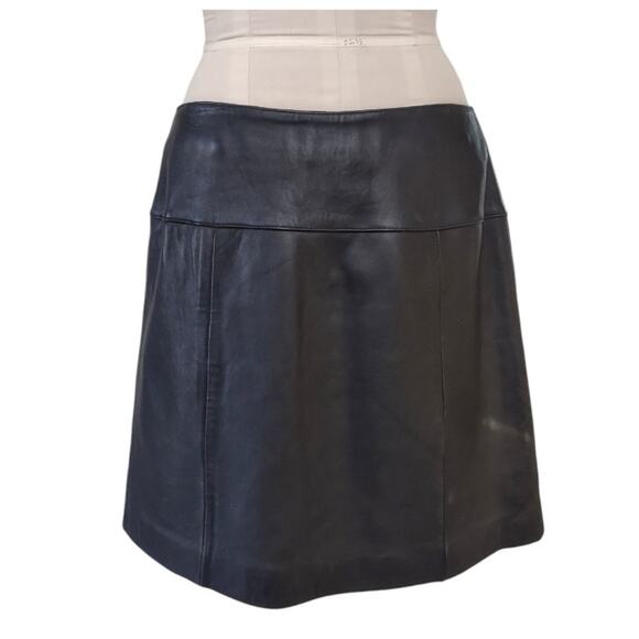 VALERIE STEVENS Vintage Black Leather Mini Skirt Plus Sz 16 A-line Dressy Career - Picture 1 of 9